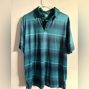 Pro Tour brand polo shirt  green striped pattern size M golf athletic